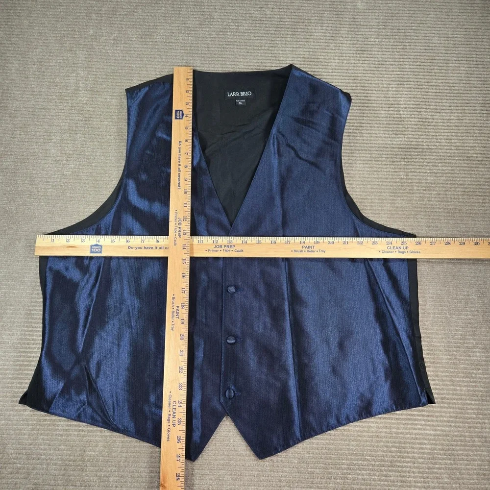 Larr Brio Mens XL Navy Blue Metallic Sheen Formal Button Front‎ Suit Vest